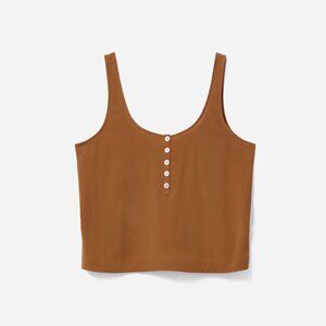 Everlane washable silk henley tank in toasted almond, size 2